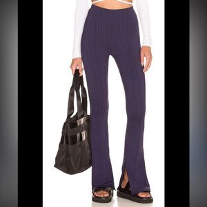 ALO Yoga High-Waist Pinstripe Zip It Flare Legging- Blue XS